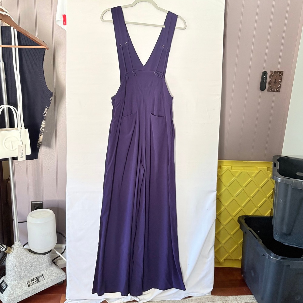 Maeve Anthropologie Purple Wide Leg Jumpsuit Knotted Straps Size 10 OB668987